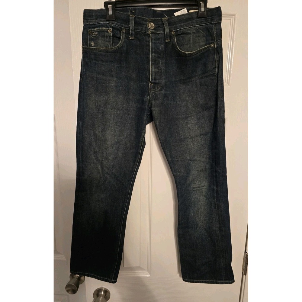 G-STAR RAW 3301 Button Fly Straight Denim Mens Dark Blue Jeans 31x34 (31x26)
